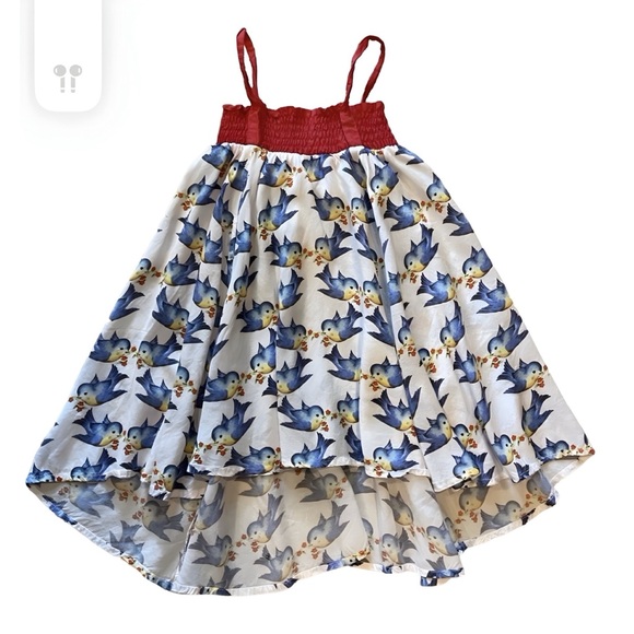 Paper Wings For Little Skye High-Low Flowing Dress with Blue Birds Size 3 - Picture 2 of 4